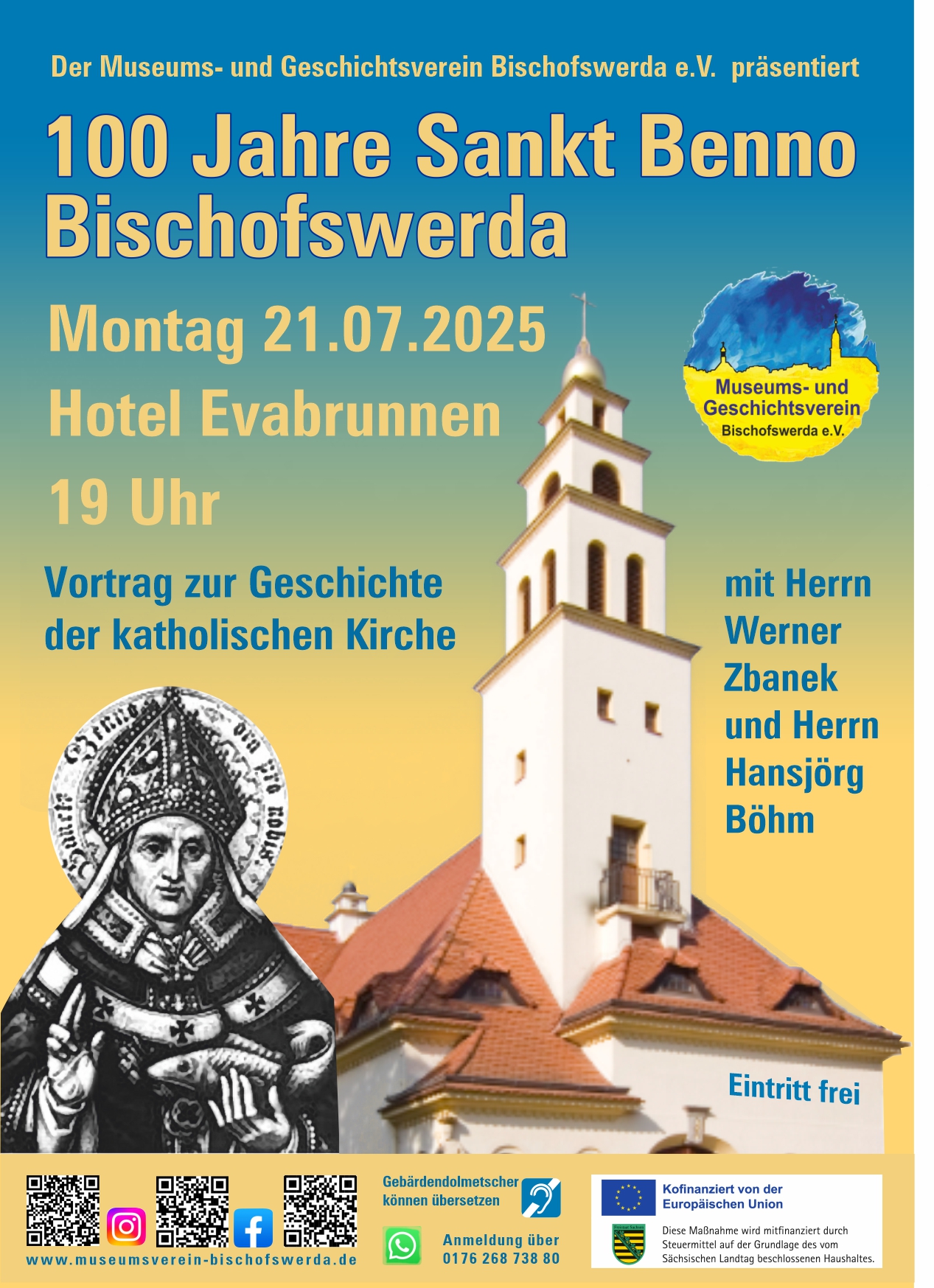 MGV "100 Jahre Katholische Kirche in Bischofswerda" Vortrag mit Herrn Werner Zbanek und Herrn Hansjörg Böhm
